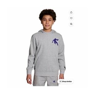 AND1 Boy's Athletic Graphic Fleece Hoodie – Grey/Purple – Kids XXL (18) – NWT